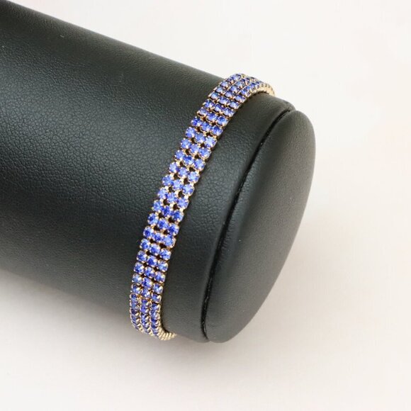 "Rose Gold Wide Bracelet with Blue Stones, XPBL0785 - Picture 9 of 12